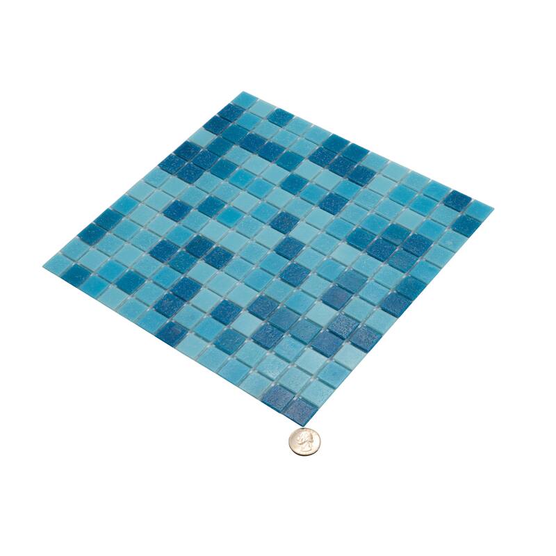 Apollo tile 12" x 12" Mingles Glossy Pacific Blue Glass Tile (20 sq ft/case) - 20 Pack