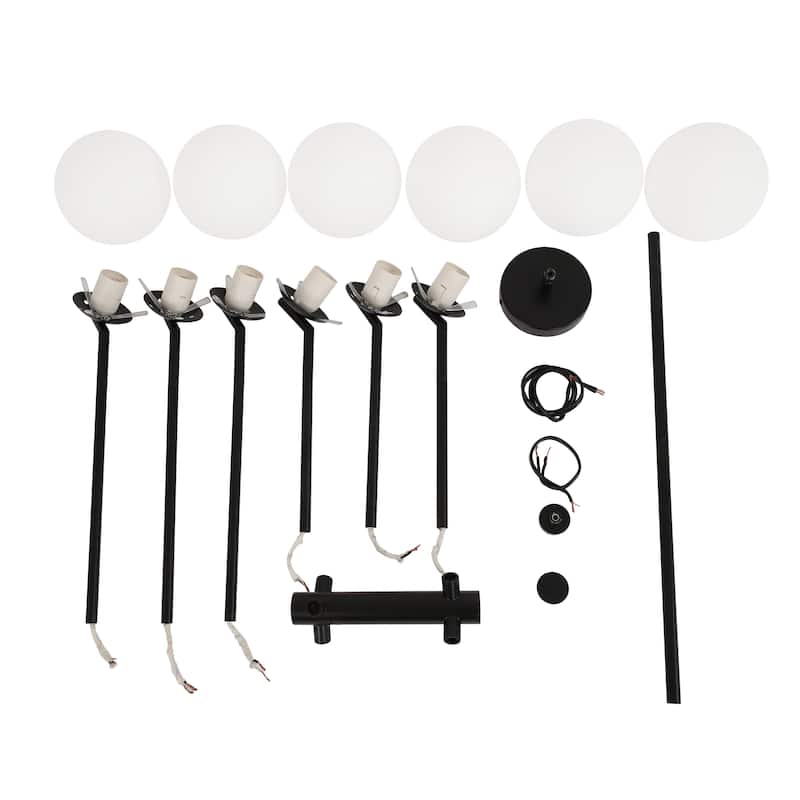 6-Light Modern Sputnik Chandelier with Glass Globe for Dining Room