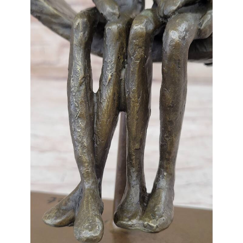 Abstract Original Art Romantic Couple Sitting Together In Love Bronze Sculpture Statue