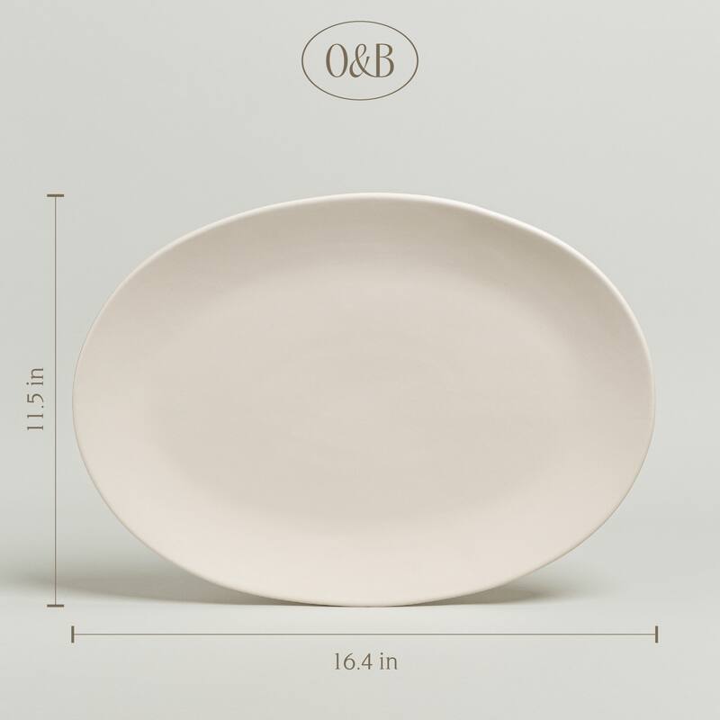 over&back Coupe Semi Matte Stoneware Oval Serving Platter
