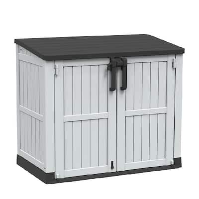 233GAL/880L Heavy-Duty Outdoor Storage Box with Wood-Effect Panels -Lockable Weather-Resistant Design for Garden Tools - 880L