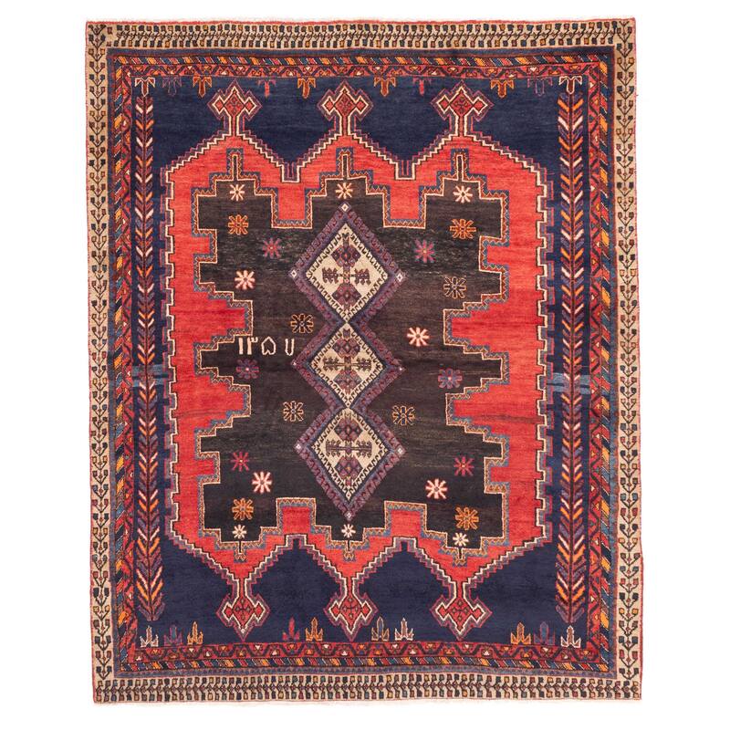ECARPETGALLERY Hand-knotted Melis Black, Red Wool Rug - 5'0 x 6'4