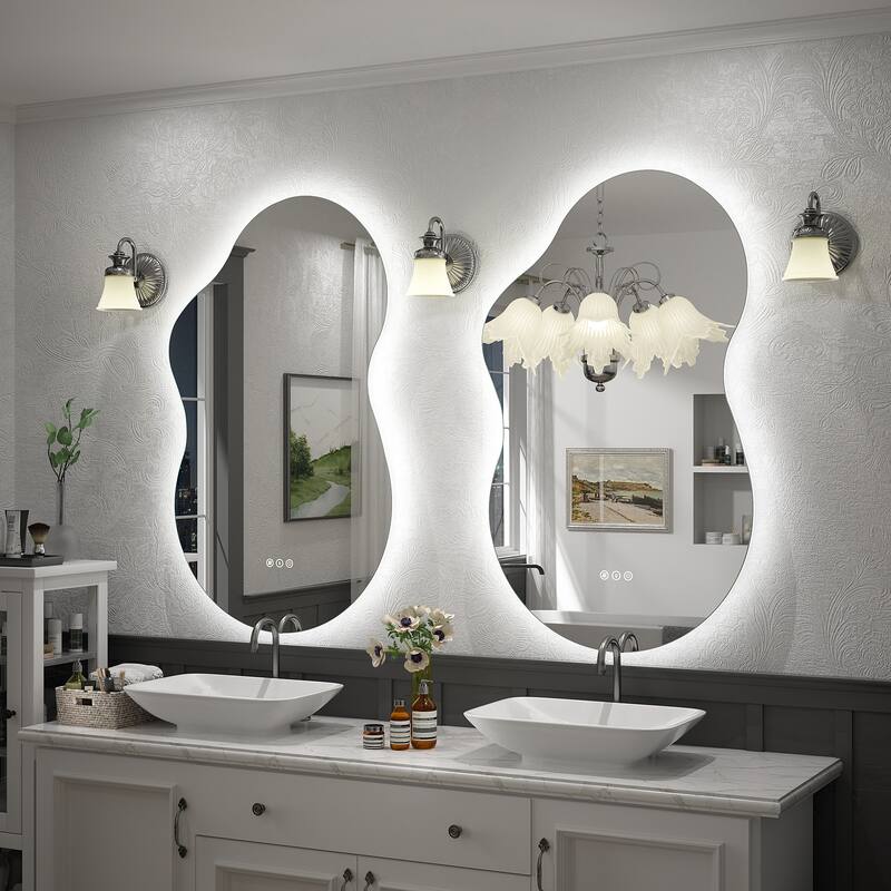 UL Certified Irregular LED Anti-fog Cloud-shaped Wall Bathroom Vanity Mirror