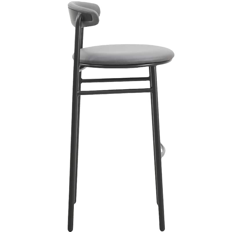 Upholstered Leather Bar Stool Accent Kitchen Chair Lume Collection Set of 2