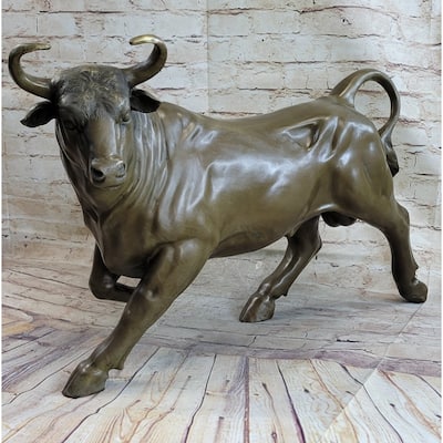 Trotting Bull Bronze Figurine Statue Sculpture Figure 16 Inches X 22 Inches