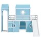 preview thumbnail 5 of 27, Twin Size Loft Bed with Slide, Tent & Tower, Castle-Themed Kids Bed - Blue
