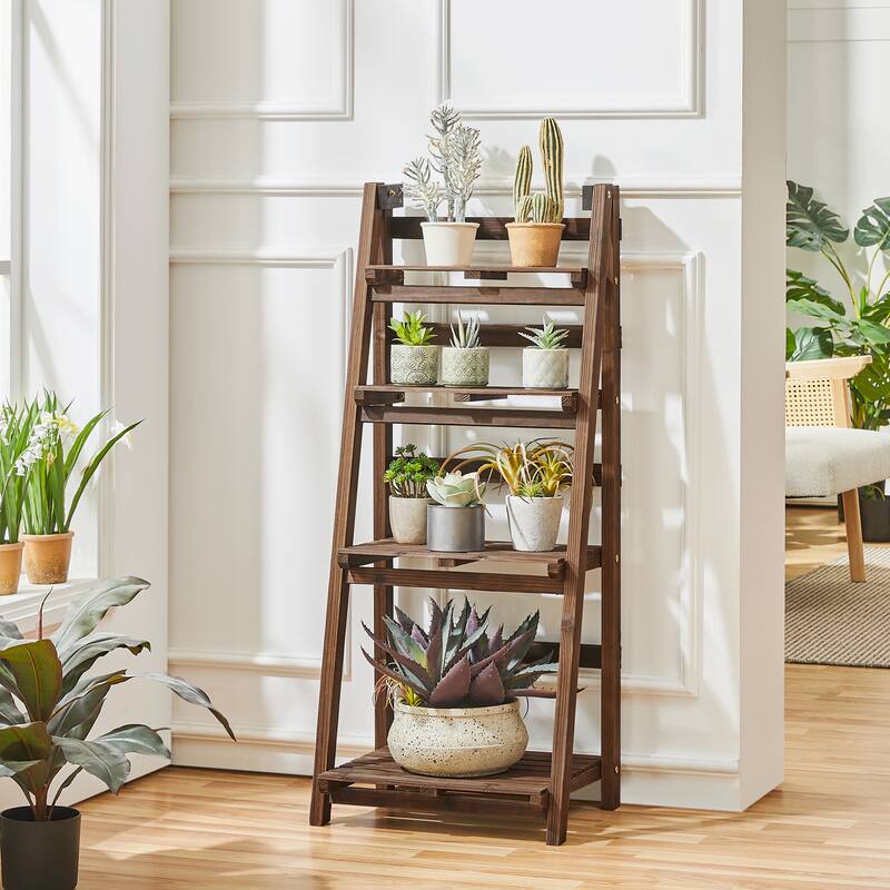 Yaheetech 4 Tier Foldable Flower Stand 42.5in Wooden Plant Stand