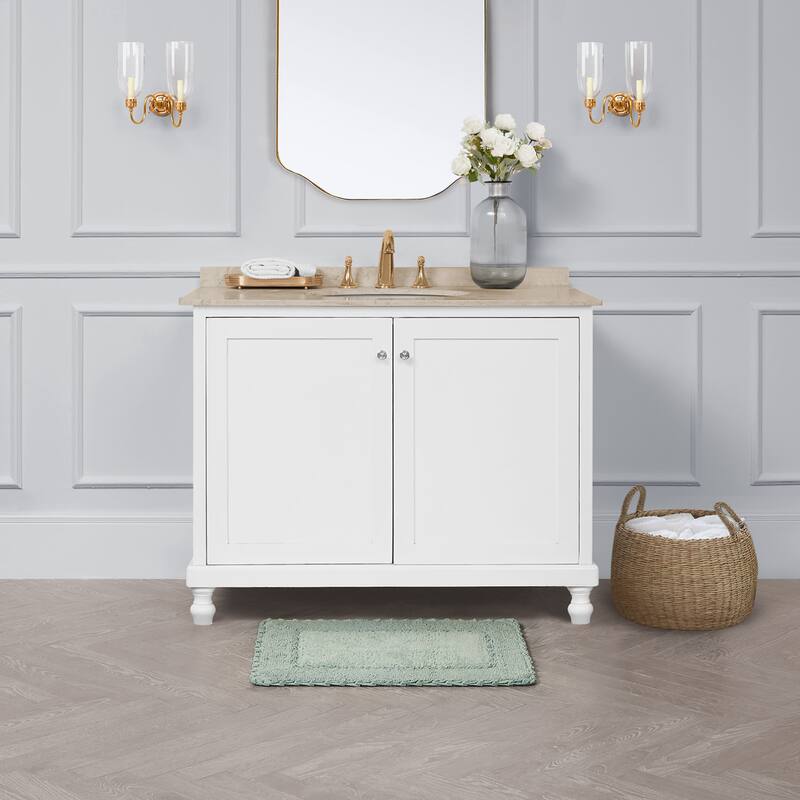 Laura Ashley Ruffle Border Pure Cotton Bath Rugs