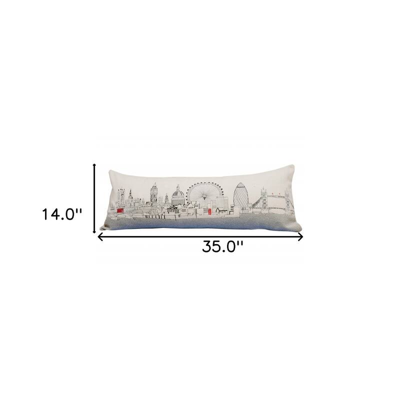 35" White London Daylight Skyline Lumbar Decorative Pillow