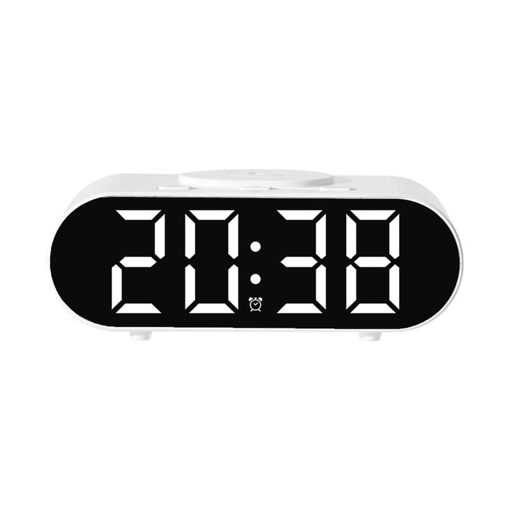 Oval Alarm Clock with Nightlight, Dimmable, 12/24H,USB Port, Wireless Charging, Decorate for Bedroom 7.1 x 3.1 x 2.4 inch