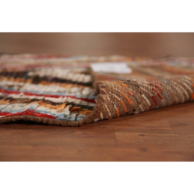 Chevron Style Moroccan Oriental Runner Rug Handmade Wool Carpet - 2'11" x 9'6"
