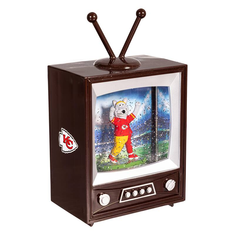 Kansas City Chiefs 8 in. Vintage TV Light Up Water Lantern Snow Globe with Mascot