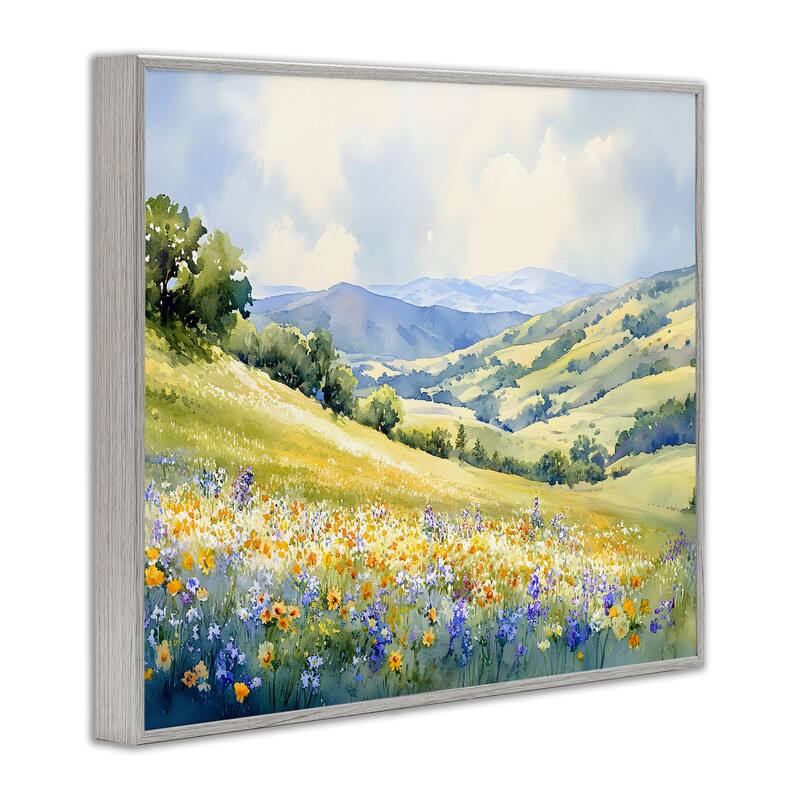 Stupell Spring Meadow with Distant Mountain Framed Giclee Art Design By Franklyn Gregory