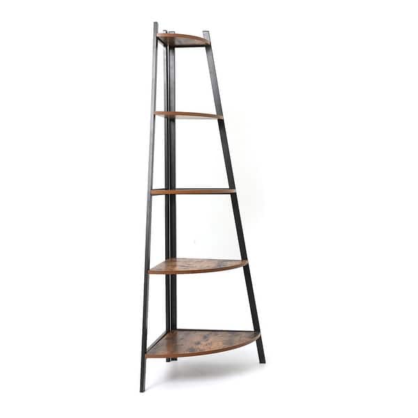 Corner Ladder Shelf 5 Tier Bookcase Display Organizer Storage Rack Overstock 32727362 Free delivery over £40 to most of the uk great selection excellent customer service find everything for a beautiful home. usd
