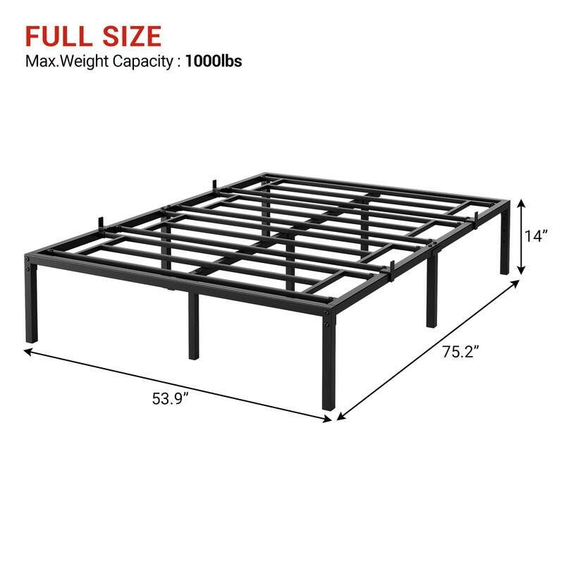 Bed Frame with Sturdy Metal Slats Support