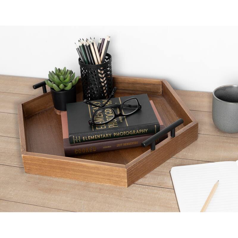 Kate and Laurel Lipton Hexagon Decorative Tray - 18x18