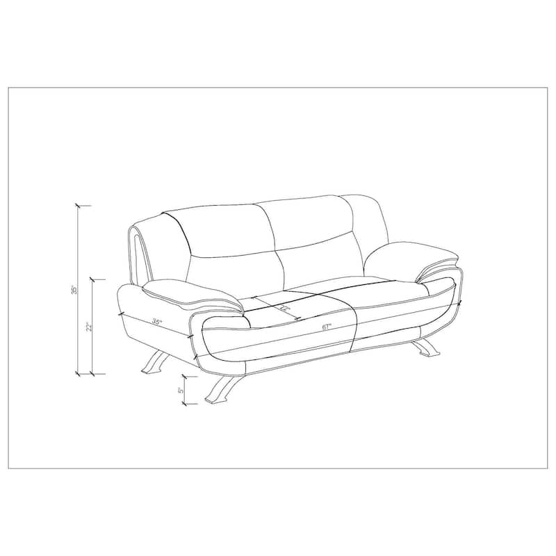 HomeRoots Two Piece Indoor Black Genuine Leather Five Person Seating Set