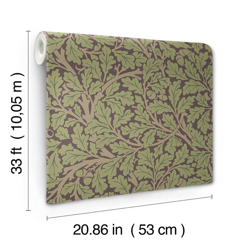 A-Street Prints Oak Tree Plum Leaf Wallpaper