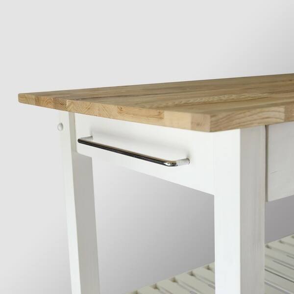 Shop 2 Shelf Natural Solid Wood Top Kitchen Island Overstock