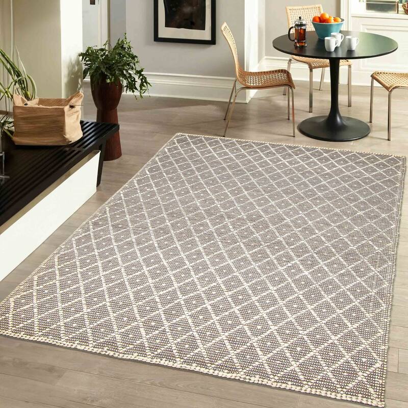 ECARPETGALLERY Braid weave Sienna Grey Wool Rug - 5'1 x 8'1