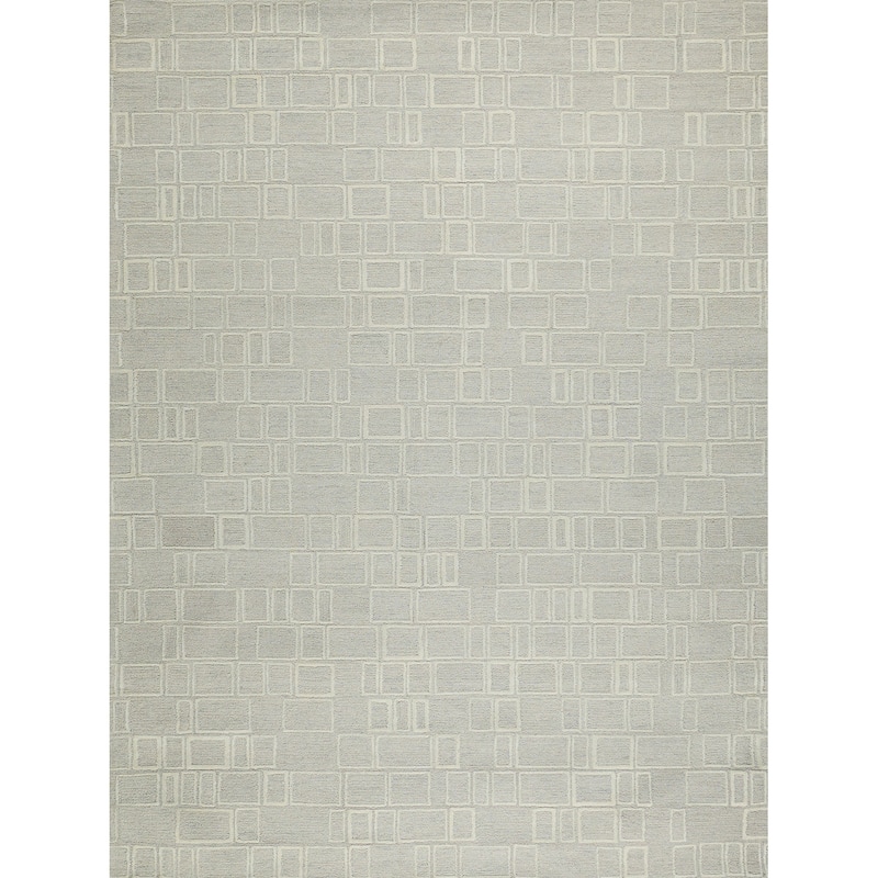 Soho Handmade Hand Tufted New Zealand Wool Silver/Ivory Area Rug.