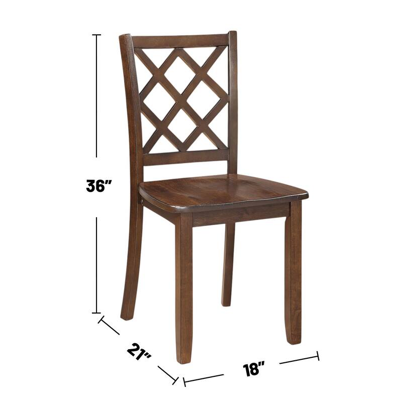 5 Piece Rectangular Wooden Dining Set with Diamond Chair Back