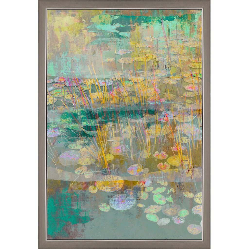 Reeds and Lilies I Framed Art Giclee - No Glass - Blue