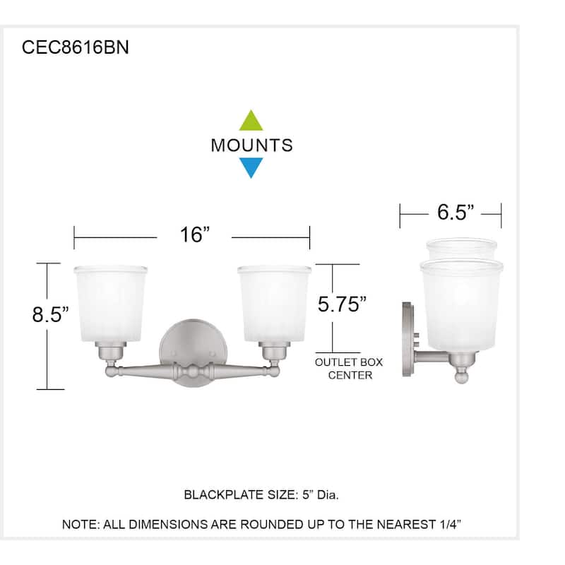 Cecilia 2-Light Brushed Nickel Bath Light