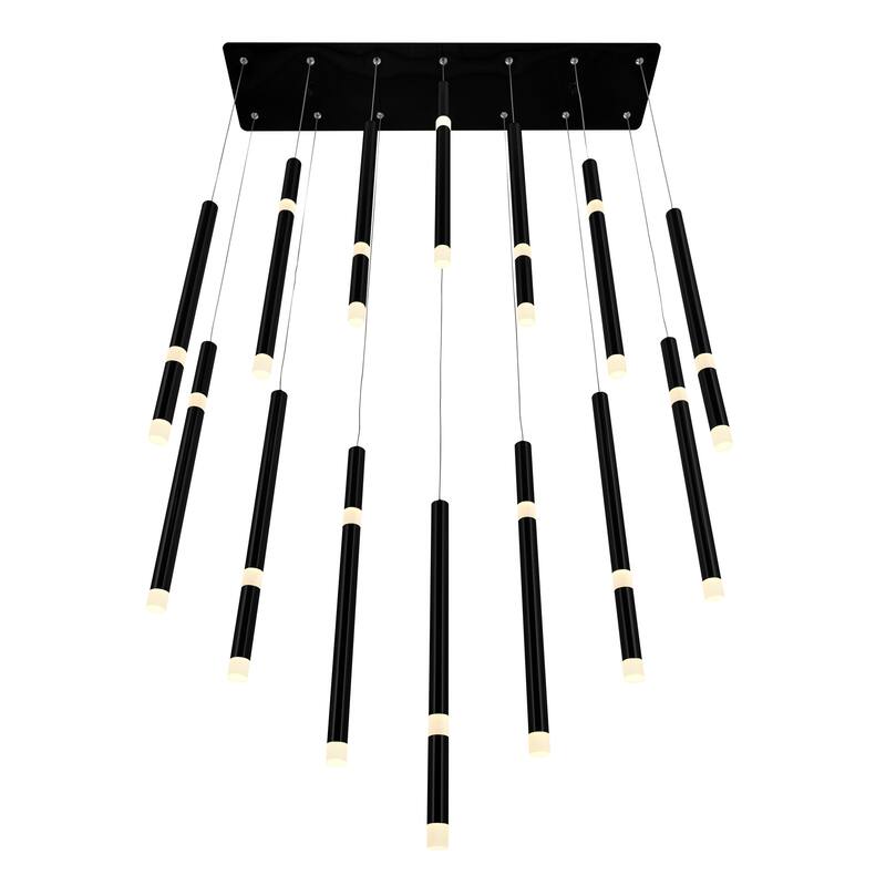 Flute Integrated LED 32in Black Chandelier