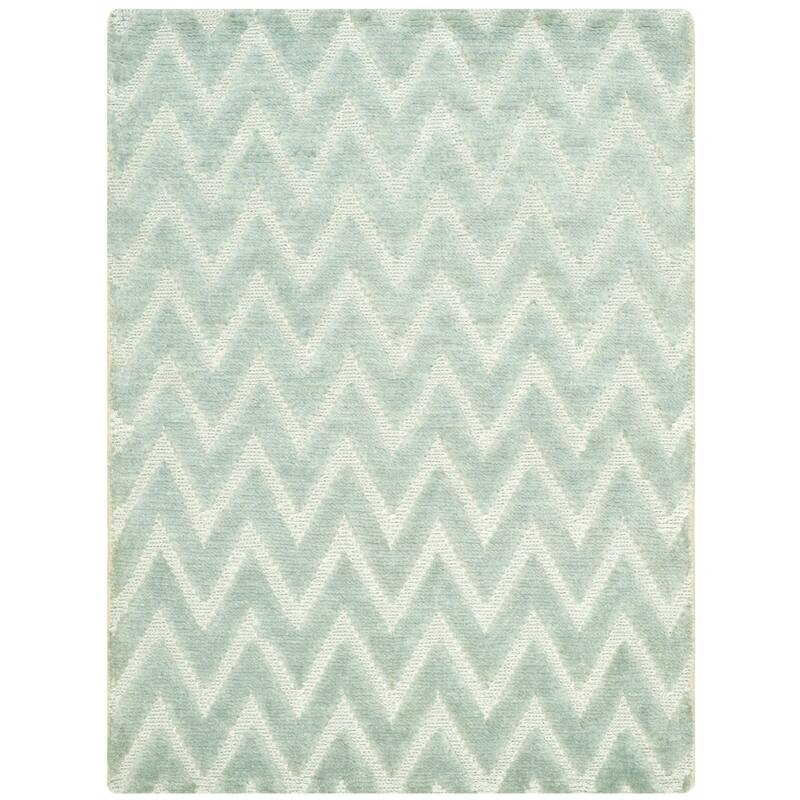 SAFAVIEH Hand-knotted Santa Fe Erietta Modern Wool Rug - 2' x 3' - Light Grey/Silver - Rectangle