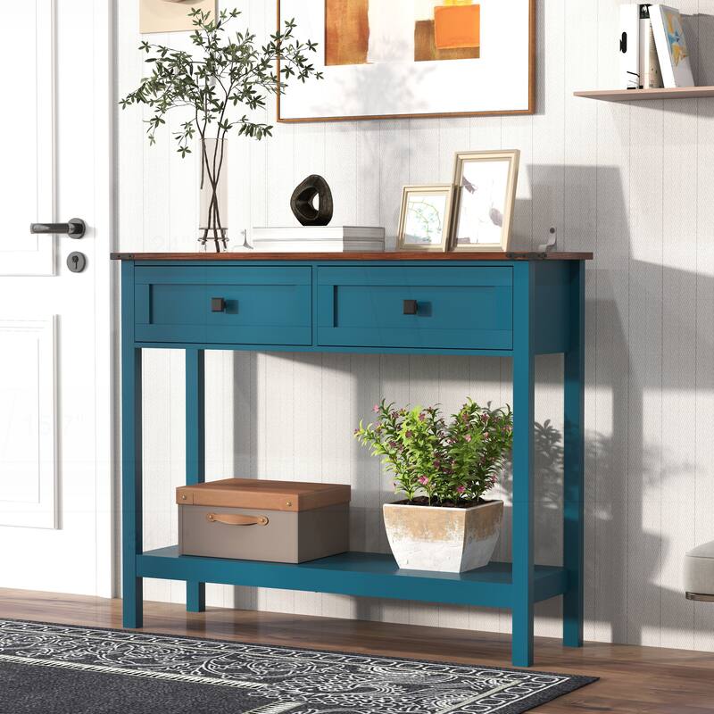 Versatile Rustic Console Table with Multiple Storage Options for Any Room