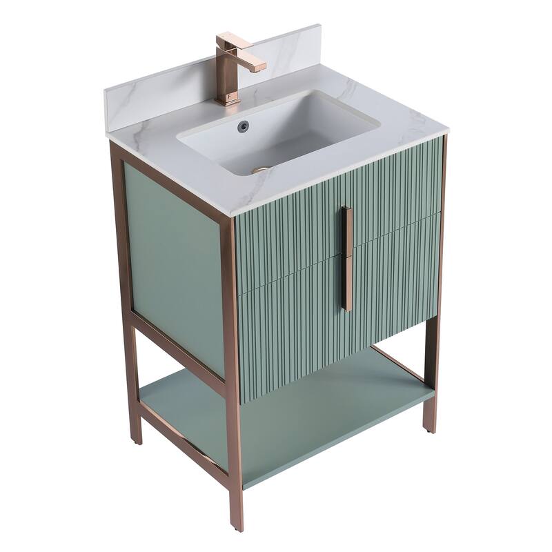 Fine Fixtures Serenity Modern Bathroom Vanity with White Carrara Stone Top
