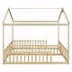 preview thumbnail 9 of 56, Double Twin House-Style Floor Bed with Fence and Guardrails, No Door