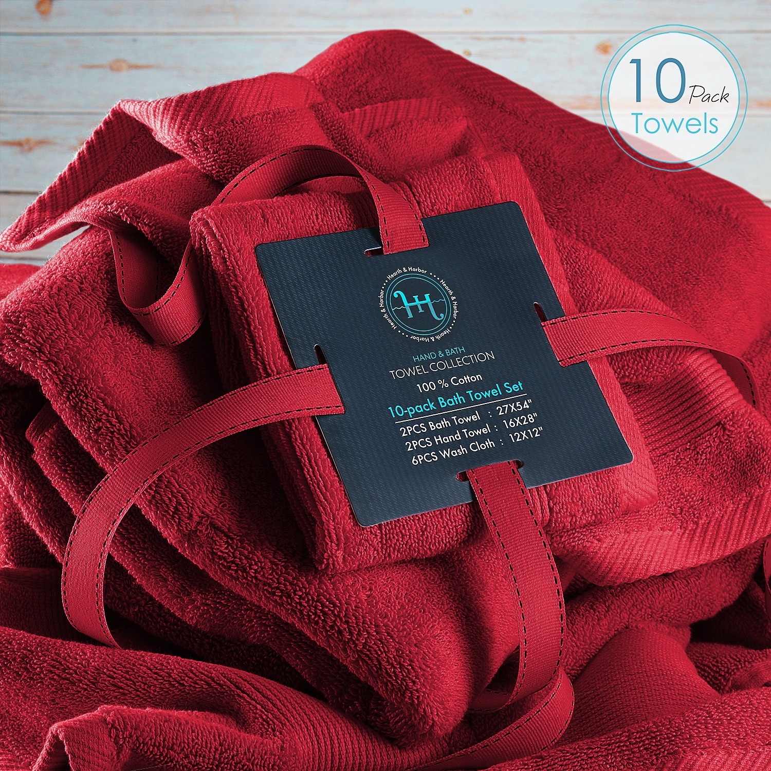 Hearth & Harbor 100% Cotton Ultra Soft Absorbent Towel-image