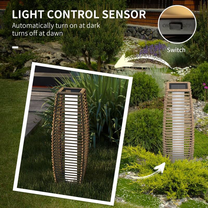 Outdoor Rattan Garden Lantern Pathway Light Decorative Driveway Lighting