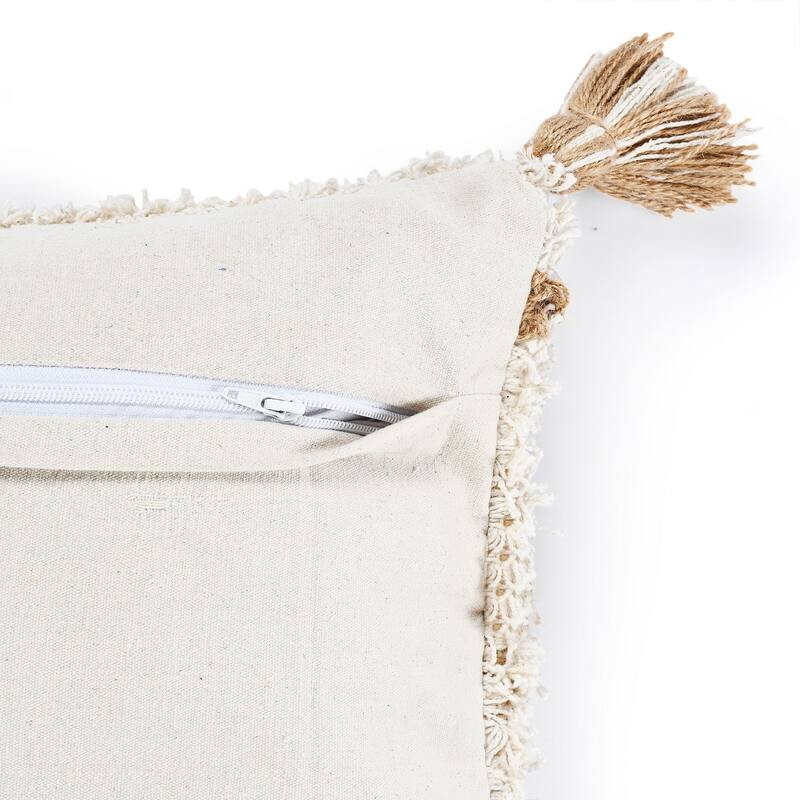 20" White and Tan Diamond Square Throw Pillow