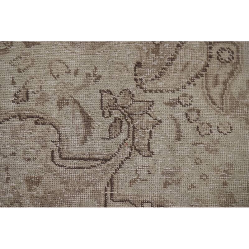 Hand Knotted Oriental 100% Wool Carpet Traditional Floral Beige & Ivories Kashan Area Rug - 12' 1'' X 9' 5''