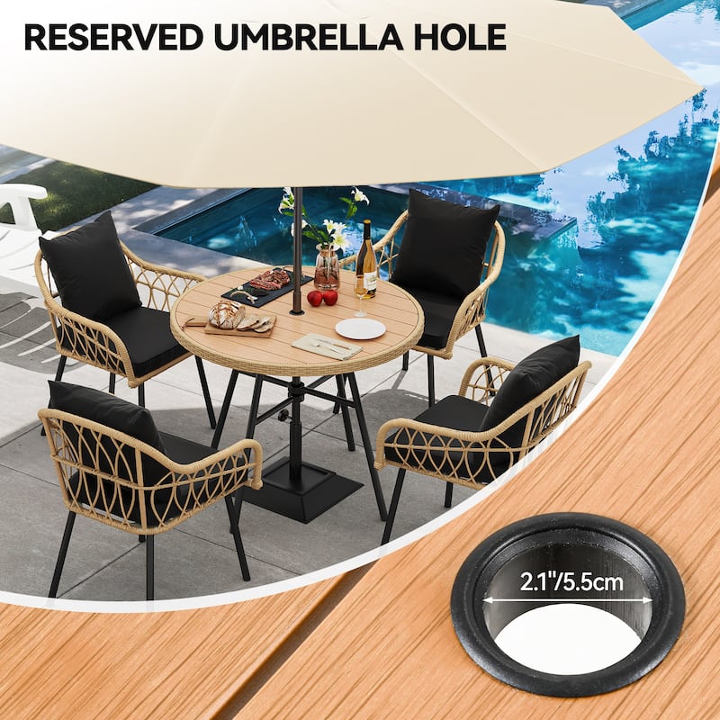 Moasis 4-Person Patio Bistro Set Wicker Dinner Table Set