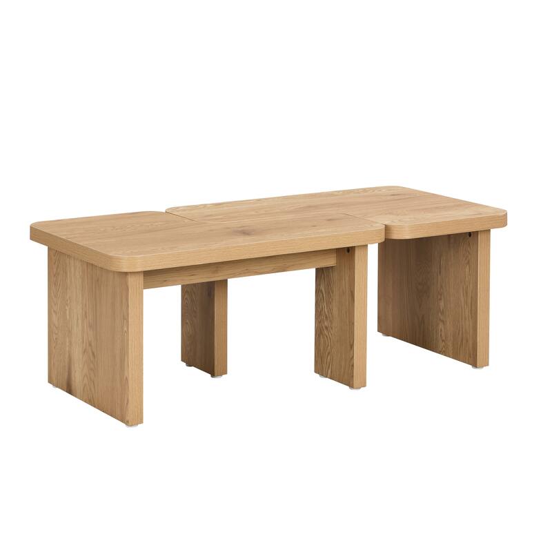 GDFStudio - Carter L-Shaped Farmhouse Coffee Table with Detachable Design