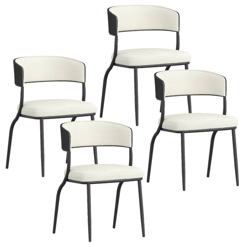 Modern Performance Fabric & Bentwood & Metal Dining Chair, Set of 4 - Dark Beige & Black