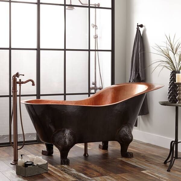 Shop Signature Hardware 917745 72 Mcquire 72 Hammered Copper Slipper Clawfoot Tub Wi Black Overstock 27197092