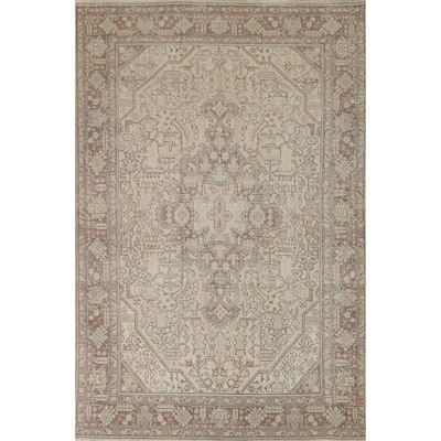 Distressed Beige Tabriz Persian Vintage Area Rug Handmade Wool Carpet - 6'7" x 9'6"