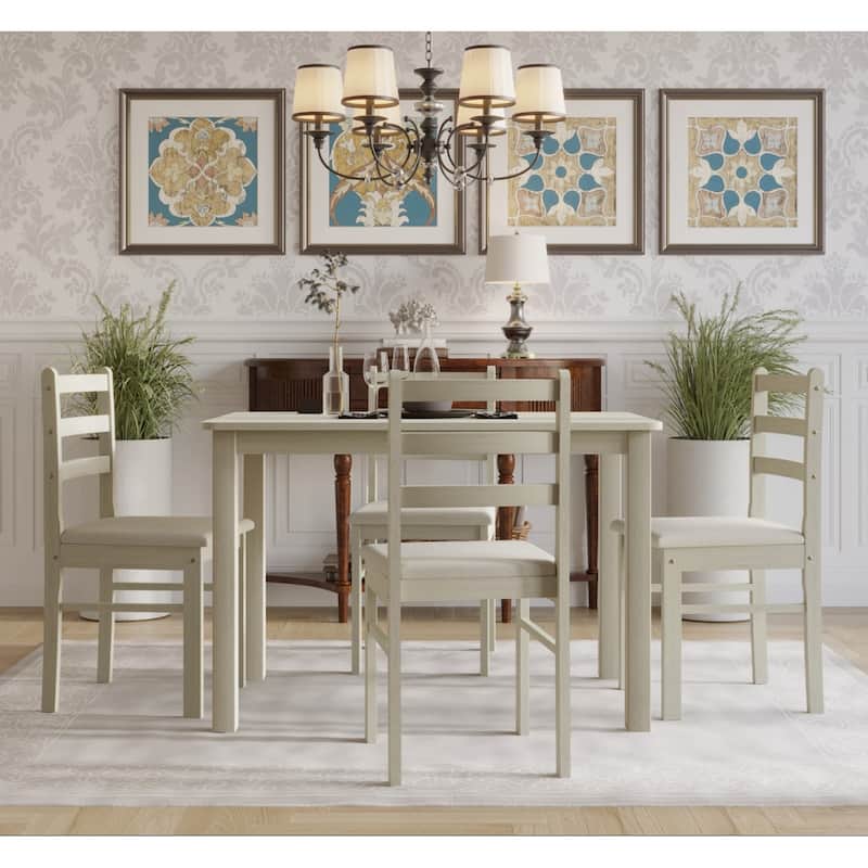 5 Pieces Milford Starter Dining Set - Table and 4 Chairs - Antique Grey