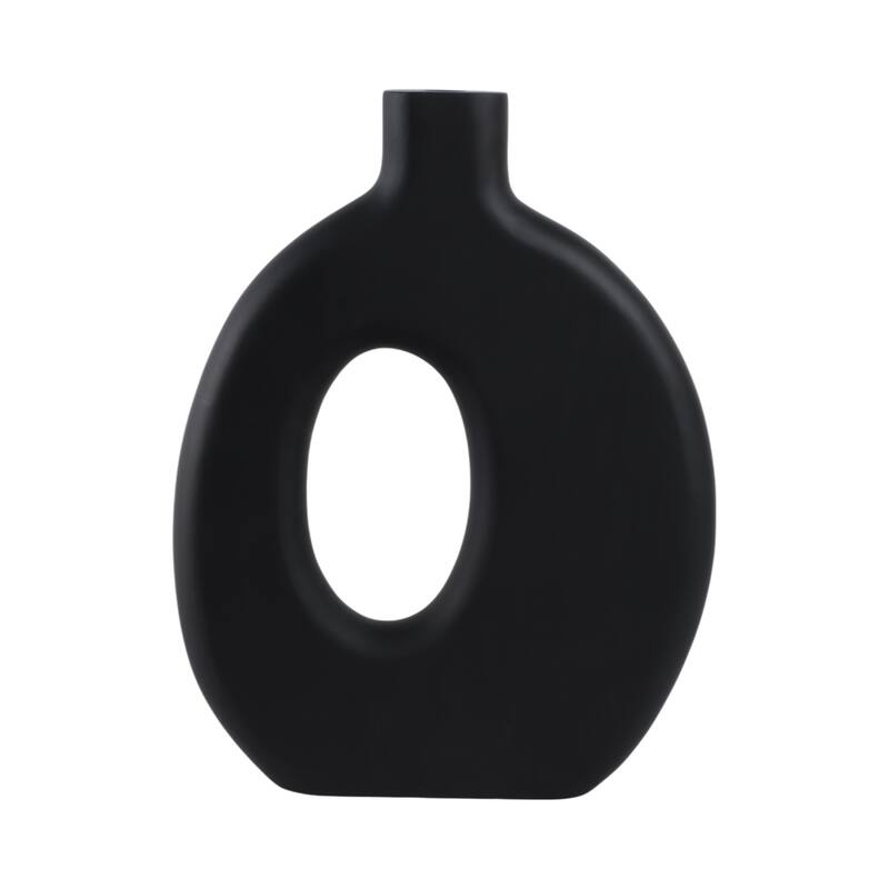 Mango Wood Modern Vase with Round Cutout Silhouette Minimalist Design