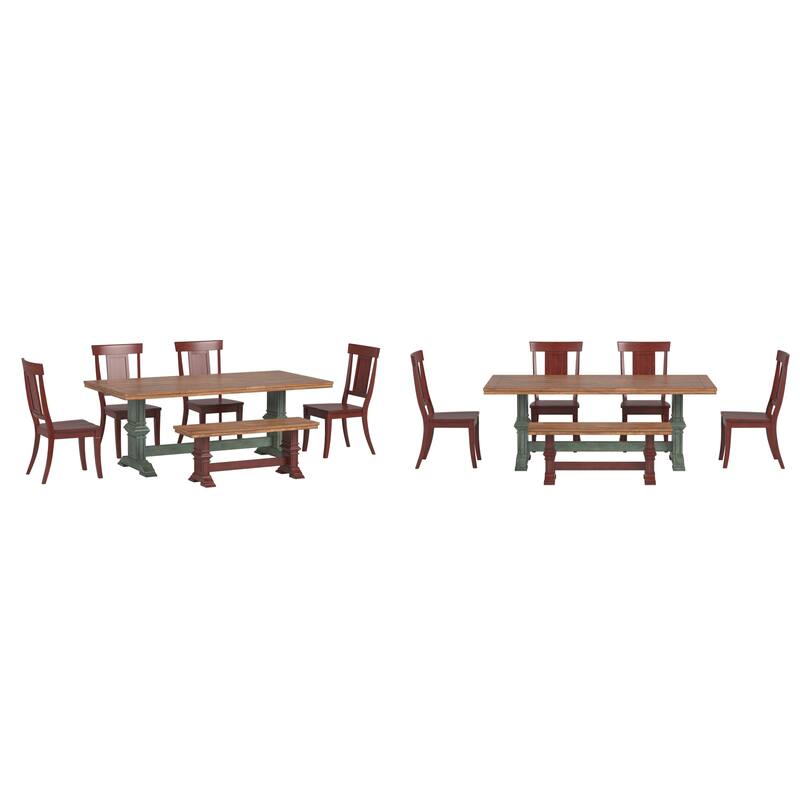 Ronda 78.7" Rectangular Solid Wood Top Dining Set with Panel Back Chairs