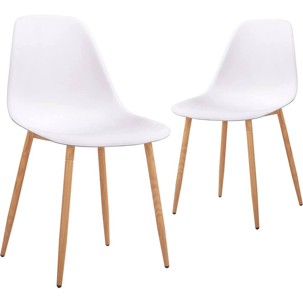 CangLong dining Chairs with Plastic seat and Metal Legs for Dining&Lving Room,Set of 2