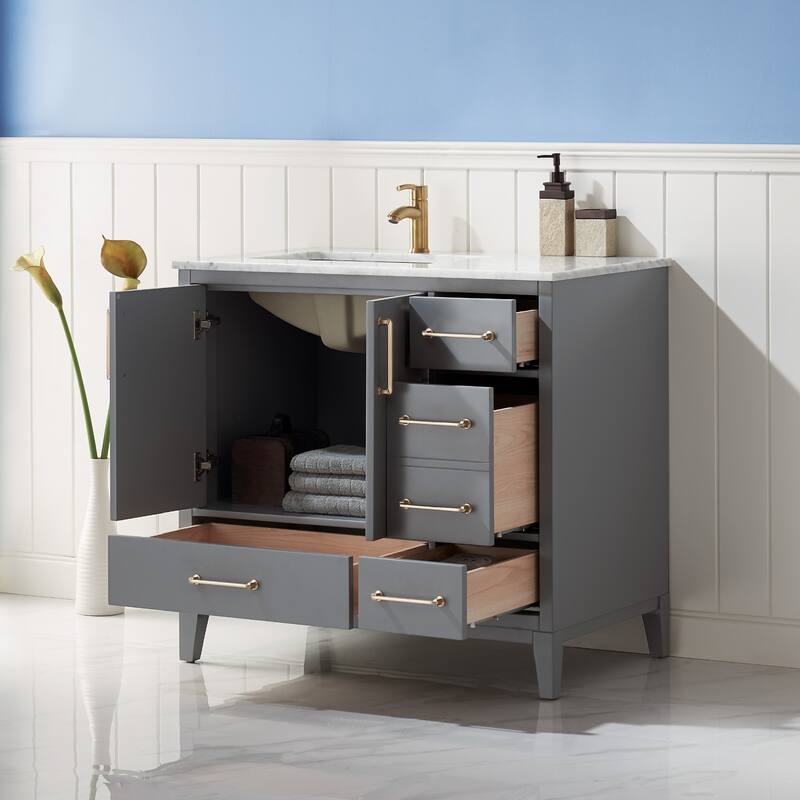 Altair Sutton Single Bathroom Vanity Set and Carrara White Countertop