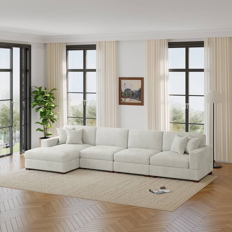 Oversized Modern Chenille L-shape Modular Sectional Sofa with Chaise