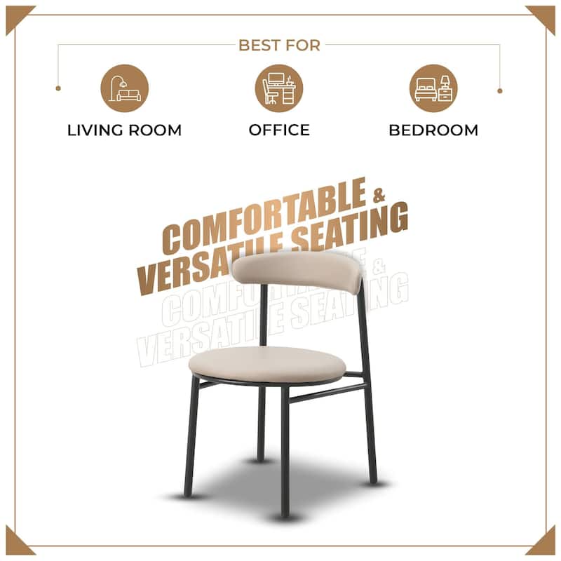 Lume Modern Dining Chairs Polyester Fabric Seat with Steel Legs by LeisureMod