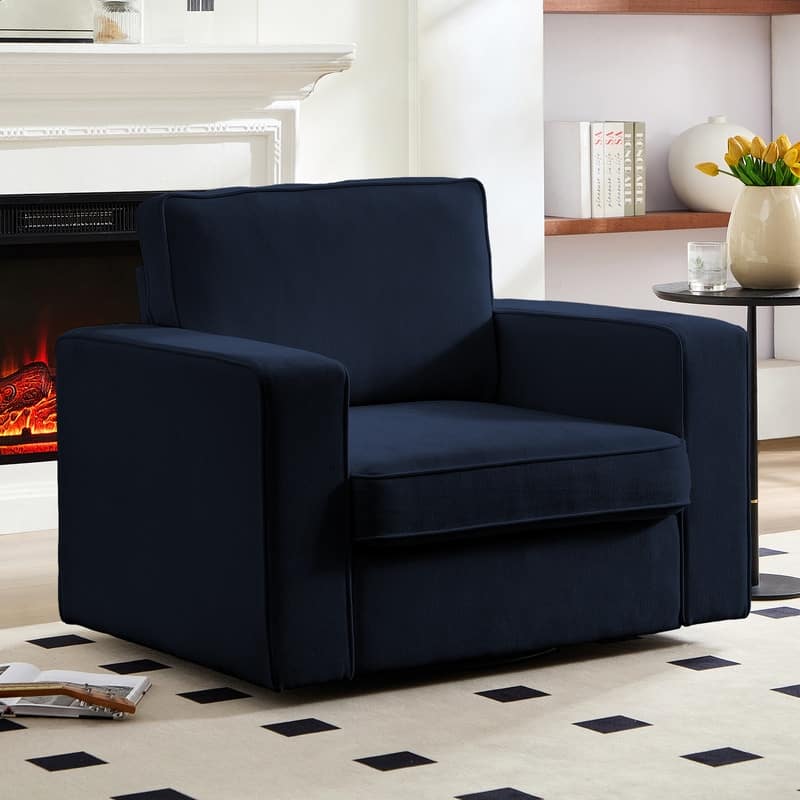 Mixoy Modern 360-degree Accent Swivel Chair,Chenille Upholstered Single Sofa Armchair
